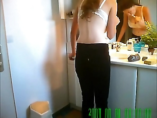 Teen Spied In Bathroom Dressing